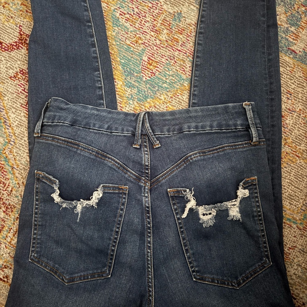 Good American Dark Blue Distressed Skinny Jeans